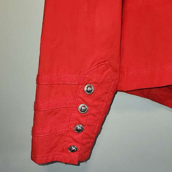 INC International Concepts Holiday Red Military Zip Up Utility Jacket XL - Picture 8 of 9